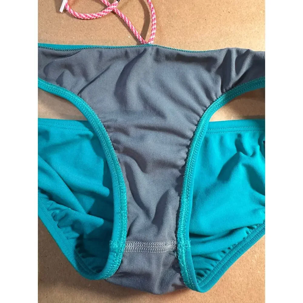 JOLYN Tomcat Top Andy Bottom Bikini Set Teal Blue Size Medium M